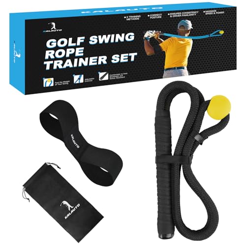 Golf Rope Swing Trainer Set-Golf Swing Training Aid,Improved Golfers Swing and Master Tempo,Golf Gifts for Men Golfers,Included Swing Correcting Arm Band&Rope Trainer with Weighted Ball - color: Black