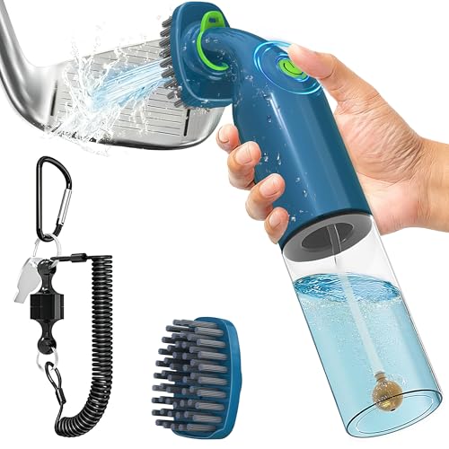 Kiss Core Electric Golf Club Cleaner Brush: AA Battery Powered for Effortless Cleaning - Golf Club Brush for Golf Accessories - Holds 5oz Water - Magnetic Clip - Golf Gifts for Golfer Men - color: Blue