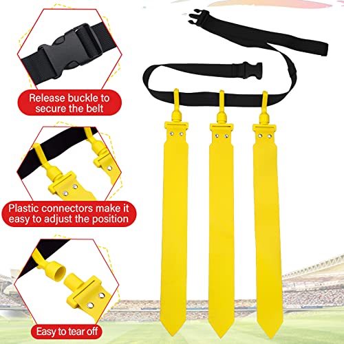 Hungdao 10/12 Players Flag Football Belts and Flags Adjustable Football Belts for Kids Teens Adults Team Training Sport Event - color: Red, Yellow