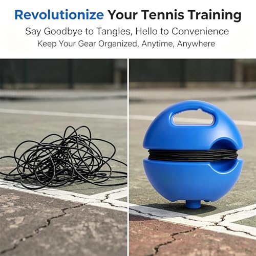 Solo Tennis Trainer Rebound Ball with Weighted Base, Portable Tennis Practice Rebounder, Anti-Tangle Elastic String for Backyard Park Indoor, Solo Training for All Levels