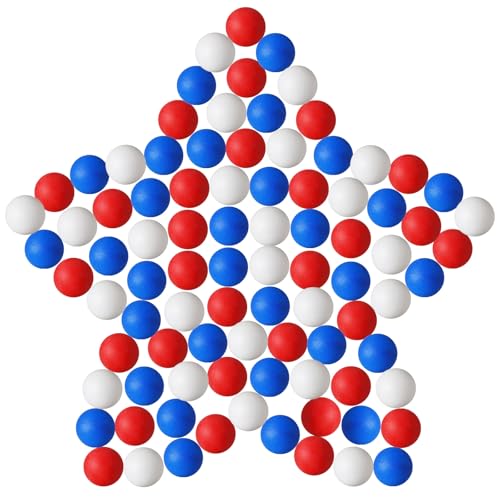 Seenelling 60 Pack Red White and Blue Table Tennis Balls 4th of July Plastic Balls Decoration 40mm Patriotic Independence Day Entertainment Games Decor for Outdoor Activity DIY Fun Arts Pet Toy