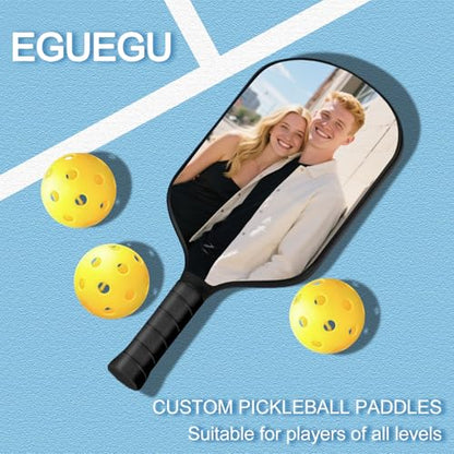 Custom Pickleball Paddles with Photo Text Logo, Personalized Pickleball Paddles with Comfort Grip, Personalized Gifts for Beginners, Lover, Boyfriend, Men (Only One Paddle) - color: black