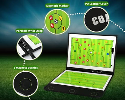 Magnetic Soccer Coaching Board Tactical Clipboard Kit with Dry Erase Portable Strategy Coach Board