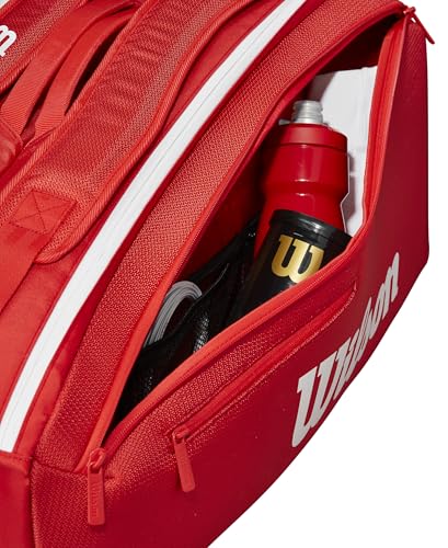 WILSON 2025 Super Tour Red Tennis Racket Bags - size: Racket Bag - Holds up to 9 Rackets