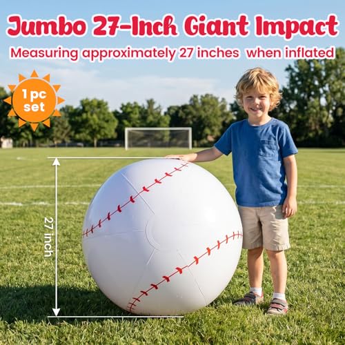 Shindel Inflatable Baseball 27-inch, Giant Inflatable Ball for Baseball Themed Party Decorations & Birthday Decor, Pool Beach Ball Toys for Kids - style: Pool Baseball Toy