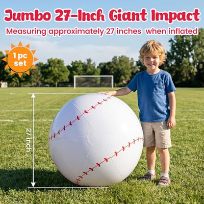 Shindel Inflatable Baseball 27-inch, Giant Inflatable Ball for Baseball Themed Party Decorations & Birthday Decor, Pool Beach Ball Toys for Kids - style: Pool Baseball Toy