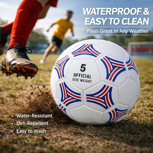 2 Pack Soccer Ball Size 5,Soccer Ball Set with 2 Bag, 1 Pump and 2 Needles,Soccer Ball Gifts for Teenagers,Official Size Ball,Indoor and Outdoor Training and Competitions use
