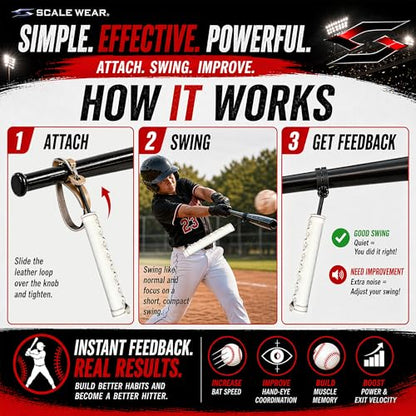 Velocity Hitting Pro Swing Assistant – Professional Baseball Softball Training Aid Improves Exit Speed Hand-Eye Coordination and Mechanics Youth Athletes (Ages 4-18) - color: White