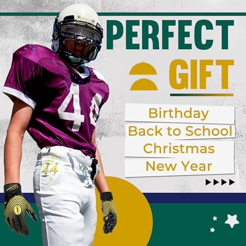 HANDLANDY Youth Football Gloves, Kids Sticky Receiver Gloves,Super Grip Football Glove Best Gift for Boys,Girls