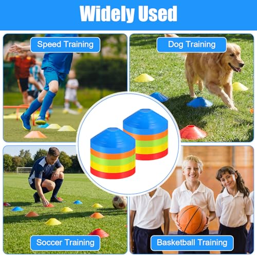 Lemecima 120-Pack Agility Soccer Cones with Portable Carry Bag - Premium Disc Cones for Sports Training, Football, Basketball, Coaching & Practice Equipment (5 Colors)