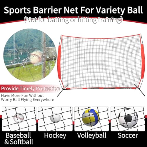7x7/16x10/20x10ft Baseball Net Backstop Net,Fix Ball Stop Net by 4 Spike&2 Sandbag,Sports Net Barrier with Handbag,Lacrosse Net Backstop for Basketball,Hockey Train,Baseball Net Barrier for Playground - size: 16x10ft baseball backstop net