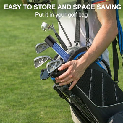 Kulamait 2 Pack Golf Alignment Sticks,Collapsible Golf Alignment Rods 48" Golf Practice Sticks Golf Training Aid for Aiming,Putting,Golf Training Sticks with Clear Tube Case - color: Blue