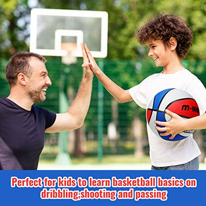 Wettarn 6 Pcs Size 5 Basketballs Bulk Christian Charity Donation Supplies 27.5 Inch Basketball with Pump Xmas Gifts for Games Training - color: Blue, White, Red, style: Stylish