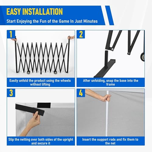 Retractable Pickleball Net with Wheels, Portable Pickleball Net Indoor/Outdoor with Heavy-Duty Metal Frame, Free Assembly, 22FT Pickle Ball Nets with Carry Bag for Driveway Backyards Garages