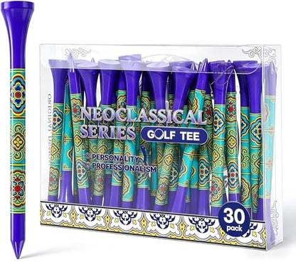 Personalized Bamboo Golf Tees | Custom Pattern | Available in Natural, Golden, Yellow, Black, Blue, Red, Cyan-Green | 30 Count, 3-1/4 Inch - color: Deep Blue