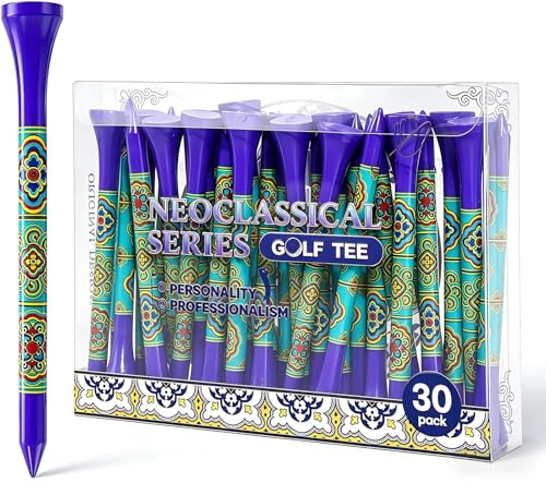 Personalized Bamboo Golf Tees | Custom Pattern | Available in Natural, Golden, Yellow, Black, Blue, Red, Cyan-Green | 30 Count, 3-1/4 Inch - color: Deep Blue
