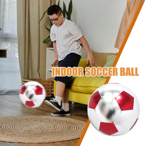 Inflatable Soft Football, Simulation Soccer Ball, 9.84 Inches Beach Toy with Leakproof, Elastic PVC Spheres, Indoor Play Toy with Bounce Design, Blow Up Football for Outdoor Use - color: Cloth Red