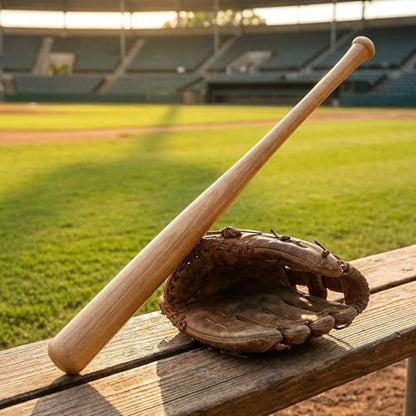 KOTIONOK Genuine Solid Beech Wood Baseball Bat - 27" 29" 31" Youth Baseball Bats, Tball Bat, Weight Training, Pickup Games for Adult - Classic and Timeless Design