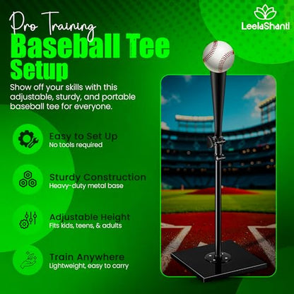 Baseball Batting Tee-(24" – 37") Premium Portable Batting Tee with Removable Rubber Top, Heavy-Duty Base & Height Adjustable for Baseball, Softball & T-Ball, Suitable for All Ages