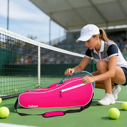 Goloni Tennis Bag for 3-4 Rackets, Water-Resistant Racket Bag with Padded Protection for Men Women Adults - color: Pink