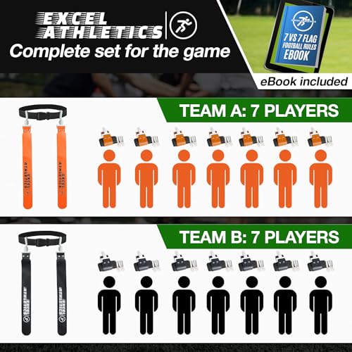 Adjustable Flag Football Set Youth, Kids & Adult with 14 Belts & 28 Flags