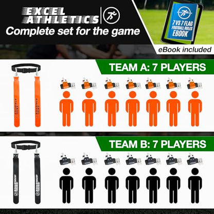 Adjustable Flag Football Set Youth, Kids & Adult with 14 Belts & 28 Flags