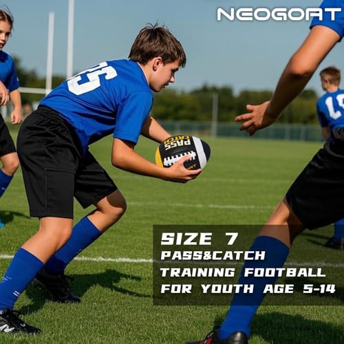 PassCatch Training Football, Fatherless Bounce Back Football Training Equipment Composite Leather Improving Enhance Solo Passing Catching Skills Youth Size(Ages 5-14,Deflated)