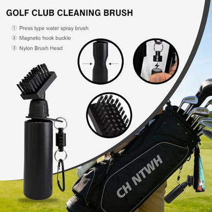 Golf Essentials Accessories Set for Men – Golf Towel, Golf Impact Stickers, Ball Marker with Pen, Cleaning Brush, Golf Balls & Tee Holder, Tee Alignment Tool – Thoughtful Golf Gift Set