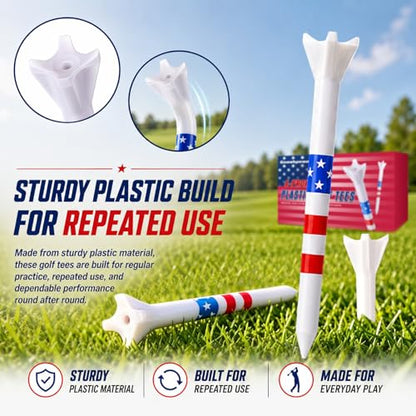 Premium Golf Tees Choose Between 200 Count or 120 Count, Professional Marking System Golf Tees 3-1/4 Inch, Reduce Friction Side Spin More Stable Golf Tees - color: 120 Pack Plastic - USA