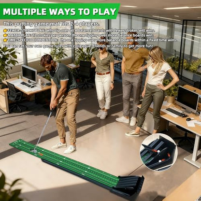 Putting Green Indoor - Practice Uphill Putts, Golf Putting Mat with Auto Ball Return, Golf Training Aid for Home, Office, Backyard, Party Game, Great Gifts for Men Dad