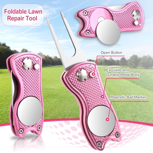 12Pcs Golf Accessories Kit Include Golf Ball Bag Golf Tees Golf Towel Golf Club Cleaner Brush Groove Cleaner Tool Divot Tool Magnetic Ball Marker,Best Golf Gift for Women Man