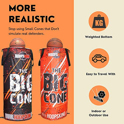 HOOPSKING Big Cone Sports Training Cone for Basketball, Soccer, Football, & Lacrosse - color: Black