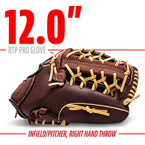 Franklin Sports Baseball Gloves - RTP Pro Adult + Kids Baseball Mitt - Outfield + Infield Gloves - size: 12.0" - Modified Trap Web