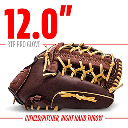 Franklin Sports Baseball Gloves - RTP Pro Adult + Kids Baseball Mitt - Outfield + Infield Gloves - size: 12.0" - Modified Trap Web