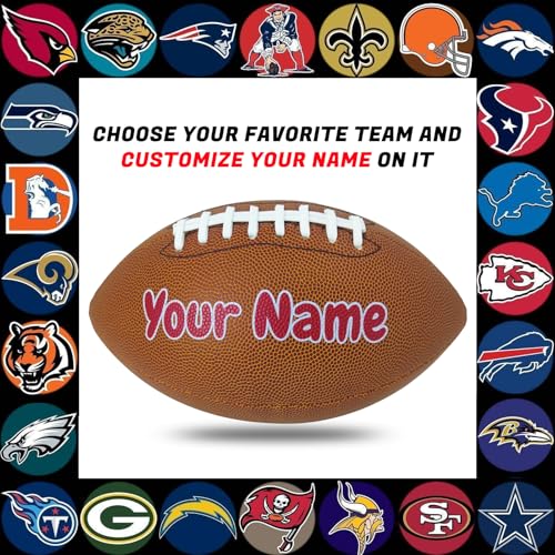 Personalized Customized Football - Official Size 9 Leather Footballs with Team Logo + Your Name - Football Fans Gift - color: Buffalo Bills