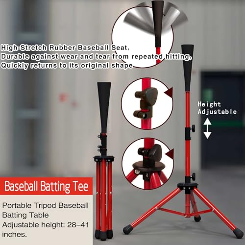 Portable Baseball and Softball Net, 7x7ft Hitting and Pitching Practice Net with Strike Zone, Includes Batting Tee, for Kids and Adults of All Skill Levels