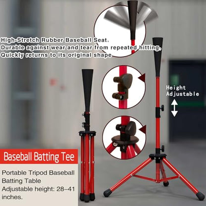 Portable Baseball and Softball Net, 7x7ft Hitting and Pitching Practice Net with Strike Zone, Includes Batting Tee, for Kids and Adults of All Skill Levels