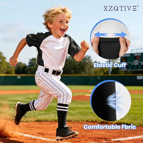 XZQTIVE Baseball Softball Socks and Belt Combo Set Adjustable Softball Socks and Elastic Belt for Kids Youth Adult - color: Black, size: Youth