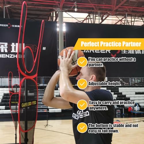 Kunovo Height Adjustable Defender Dummy, Hands-up Design Basketball Shooting Training Device, Shot/Passing/Dribbling Training Aid with Round Base - color: Red