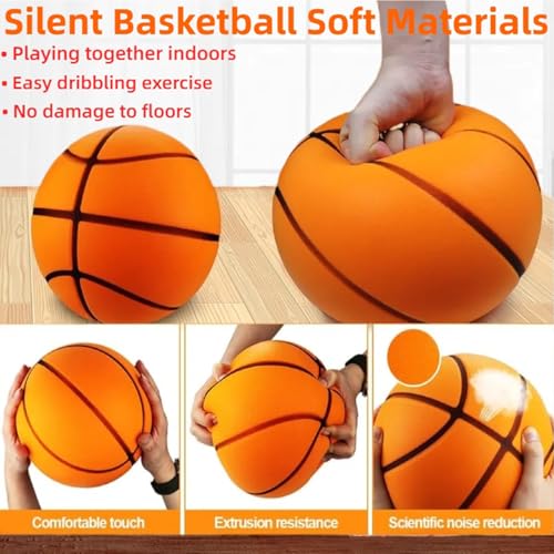 Indoor Basketball Set, 2025 Upgrade Silent Basketball with a Detachable Iron Basketball Hoop, Practicing Dribbling, Shooting, and Dunking Techniques Quietly at Any time Indoors, for Teen boy Gifts