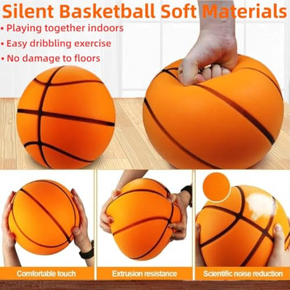 Indoor Basketball Set, 2025 Upgrade Silent Basketball with a Detachable Iron Basketball Hoop, Practicing Dribbling, Shooting, and Dunking Techniques Quietly at Any time Indoors, for Teen boy Gifts