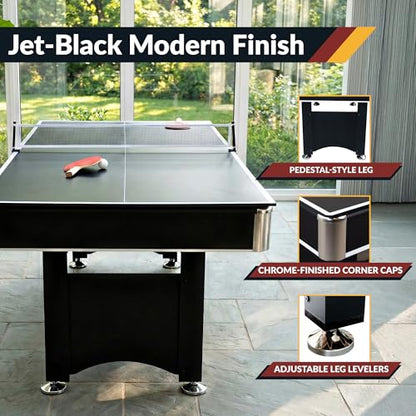 Hathaway Spartan 6 Ft Pool Table, with Ping Pong Multi Game Combo Tables for Family Recreation Game Rooms - Includes Billiard Balls, Cues, Paddles, Brush & More
