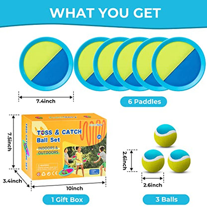 Kids Toys - Outdoor Games, Beach Toys, Toss and Catch Ball Set, Perfect Beach Games Sets Playground Sets for Backyards Easter Gifts for Kids (Light Blue) - color: Light Blue