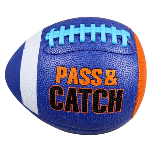 PassCatch Youth Size(Ages 5-14), Train Football Passing & Handling Technique with Rebounding Half Ball, Ideal for Solo Practice Against a wall(with Pump) Blue Orange