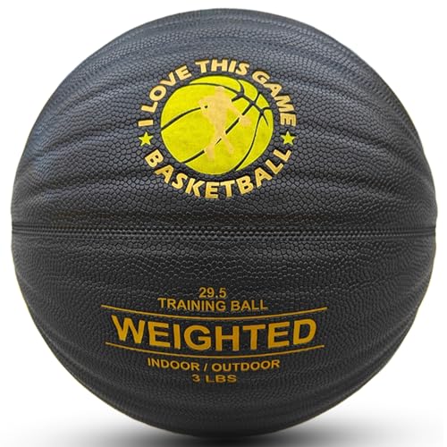 Weighted Basketball - Moisture-Absorbing Faux Leather, Soft Touch for Indoor/Outdoor Training - color: Orange + Yellow
