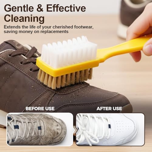 Suede Shoe Brush and Eraser,2 in 1 Scrub Suede Shoe Brush, Rubber Polish Eraser with Soft Plastic Bristles for Nubuck Cleaning (Plastic Handle/3pcs) - color: Plastic Handle/3pcs