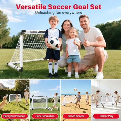 KETIEE Kids Soccer Goals for Backyard: 35" x 23" Mini Foldable Football Goals Set, Portable Kids Soccer Goal with Carry Bag & Soccer Ball for Garden Outdoor Indoor, Soccer Toy for Boys Girls Ages 3+