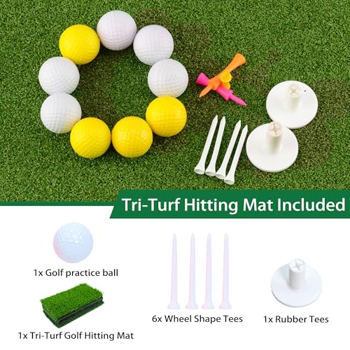 Golf Hitting Mat,Thickened Tri-Turf Golf Practice Mat For Indoor Outdoor Training,Swing Path Hitting Turf Mat With Non-Slip EVA Backing,Portable Golf Accessories Gifts For Men& Dad &Husband