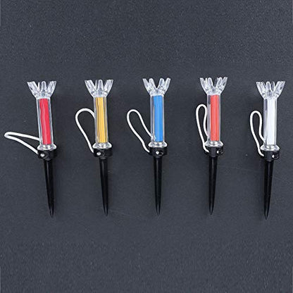 Magnetic Golf Tees 5Pcs, Flexible Magnetic Plastic Golf Tee with Connecting Rope, Rubber Golf Tees for Driving Range Mats Training and Practice(90mm)