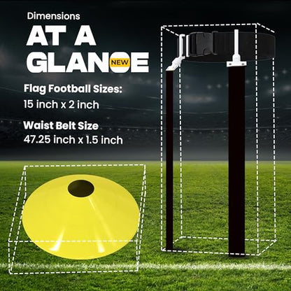 Gameday Flag Football Set – Kits for 2–14 Players w/Belts, Agility Cones & Carry Bag – Available in Multi Colors & Sizes